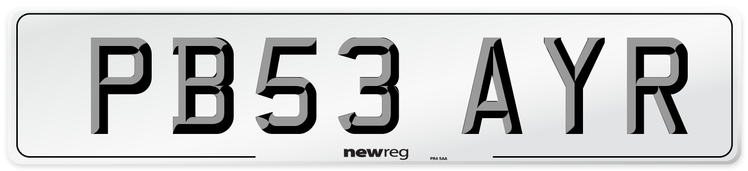 PB53 AYR Number Plate from New Reg